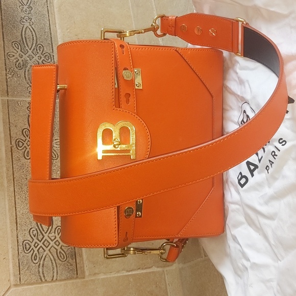 Balmain Handbags - Balmain B-Buzz 23 Smooth Leather Orange Flap Shoulder Bag